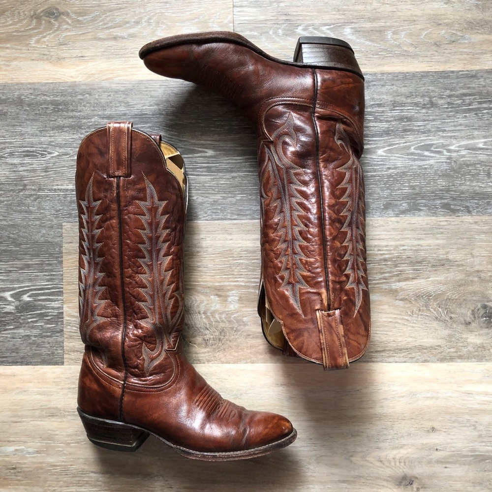 Vintage Tony Lama Cowboy Boots 1960s 1970s Mens Size 8D